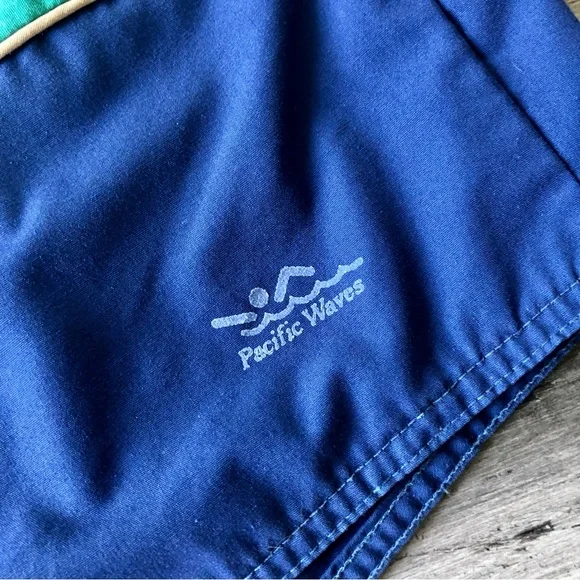 ❤️ LAST DAY Vintage 1980s Pacific Waves Color Block Swim Trunks - Picture 2 of 5